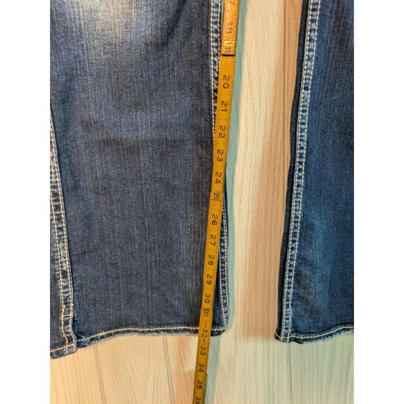 Silver Jeans Co Womens Blue Twisted Denim Jeans Sz 34x33 Distressed Low Rise - Picture 11 of 12